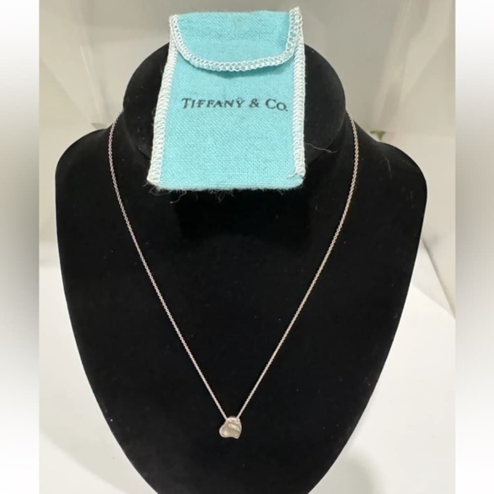 Tiffany Co. Peretti Sterling Silver .925 Heart Necklace With Tiffany Pouch 16” - Thumbnail 6