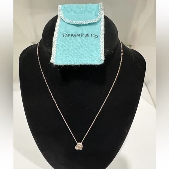 Tiffany Co. Peretti Sterling Silver .925 Heart Necklace With Tiffany Pouch 16” - Thumbnail 7