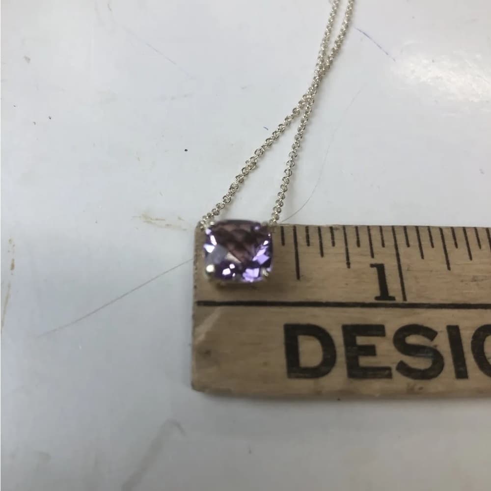 Retired Tiffany Co 925 Necklace Amethyst Sparkler Pendant Cushion/Princess 16” - Thumbnail 6