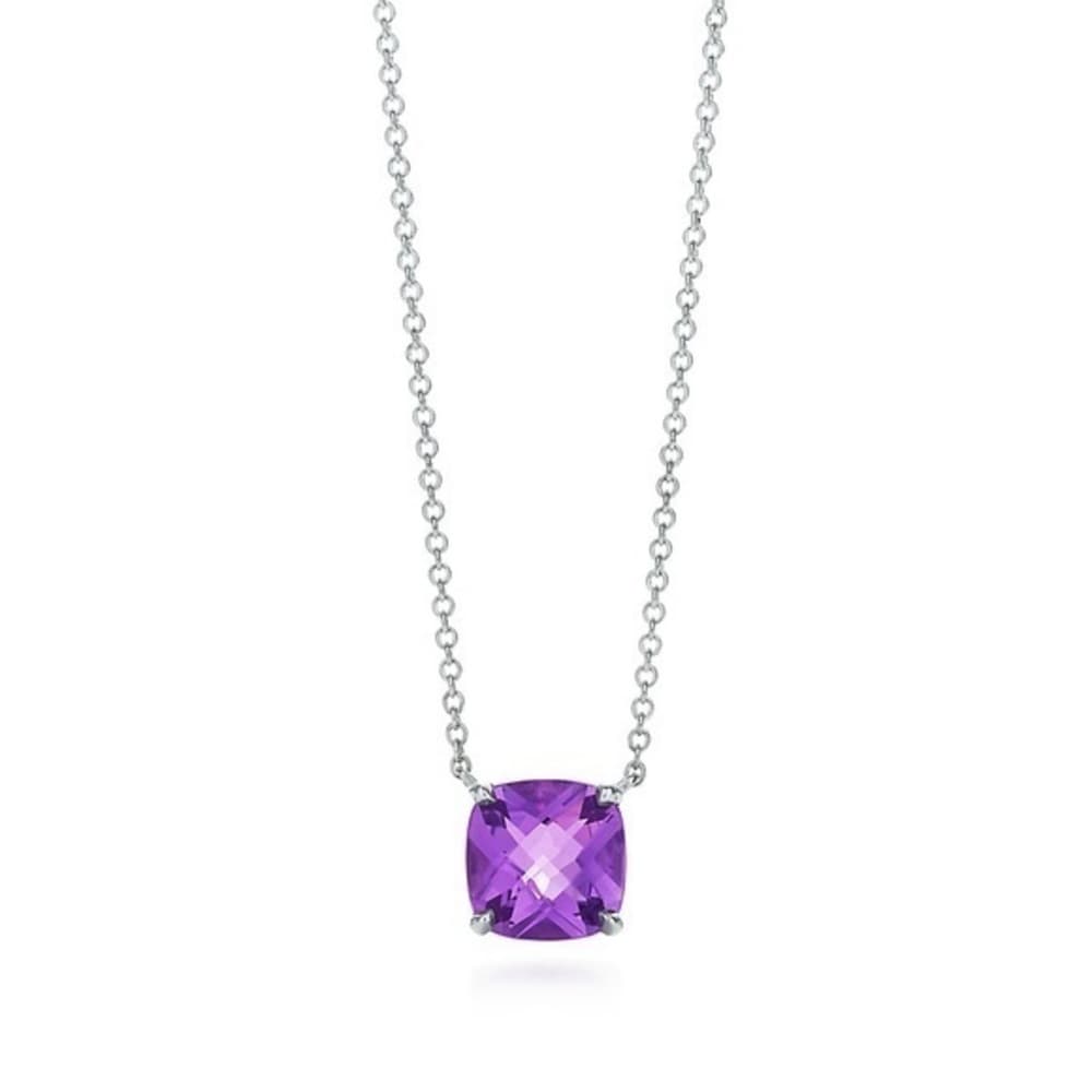 Retired Tiffany Co 925 Necklace Amethyst Sparkler Pendant Cushion/Princess 16” - Thumbnail 16