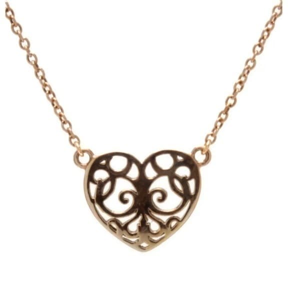 RARE Retired Tiffany & Co. METAL Rubedo Enchanted Heart Necklace 16” - Thumbnail 5