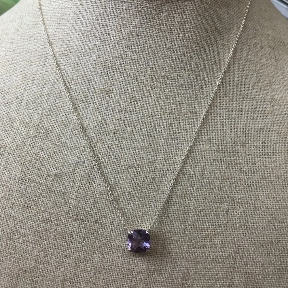 Retired Tiffany Co 925 Necklace Amethyst Sparkler Pendant Cushion/Princess 16” - Thumbnail 2