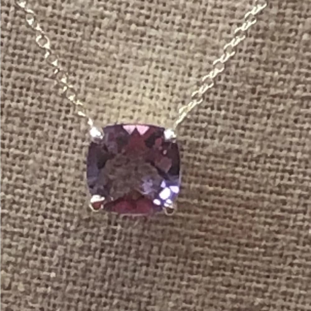 Retired Tiffany Co 925 Necklace Amethyst Sparkler Pendant Cushion/Princess 16” - Thumbnail 4
