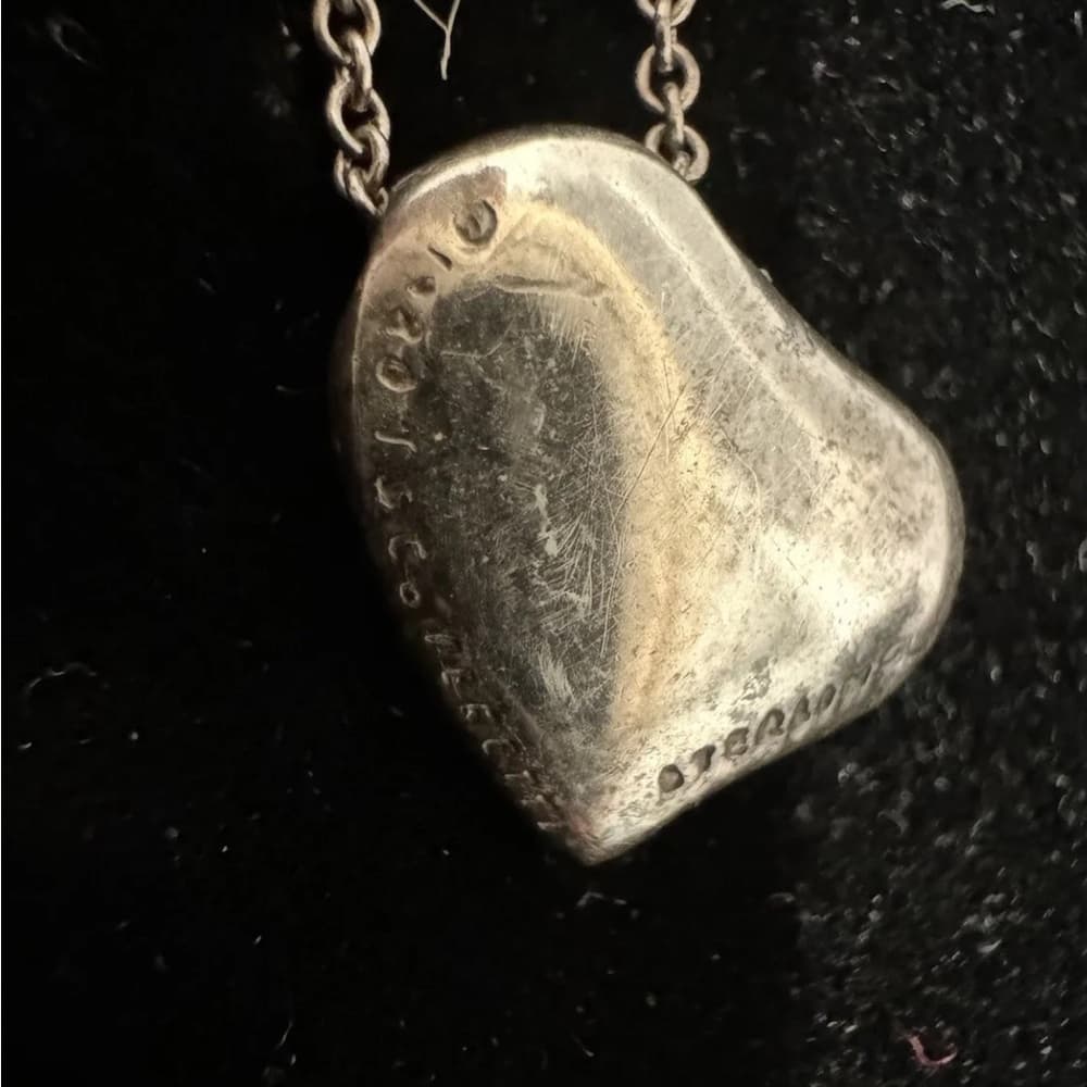 Tiffany Co. Peretti Sterling Silver .925 Heart Necklace With Tiffany Pouch 16” - Thumbnail 5
