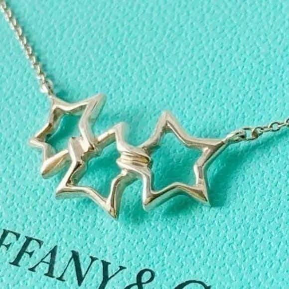 Tiffany & Co. 3 Triple Star Pendant Necklace Silver 925 - Thumbnail 4
