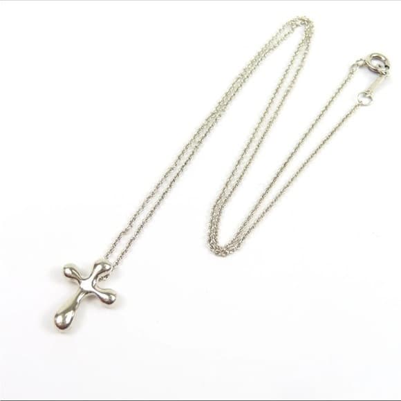 TIFFANY & CO. Elsa Peretti Cross Necklace 2.4g Sterling Silver 925 - Thumbnail 6