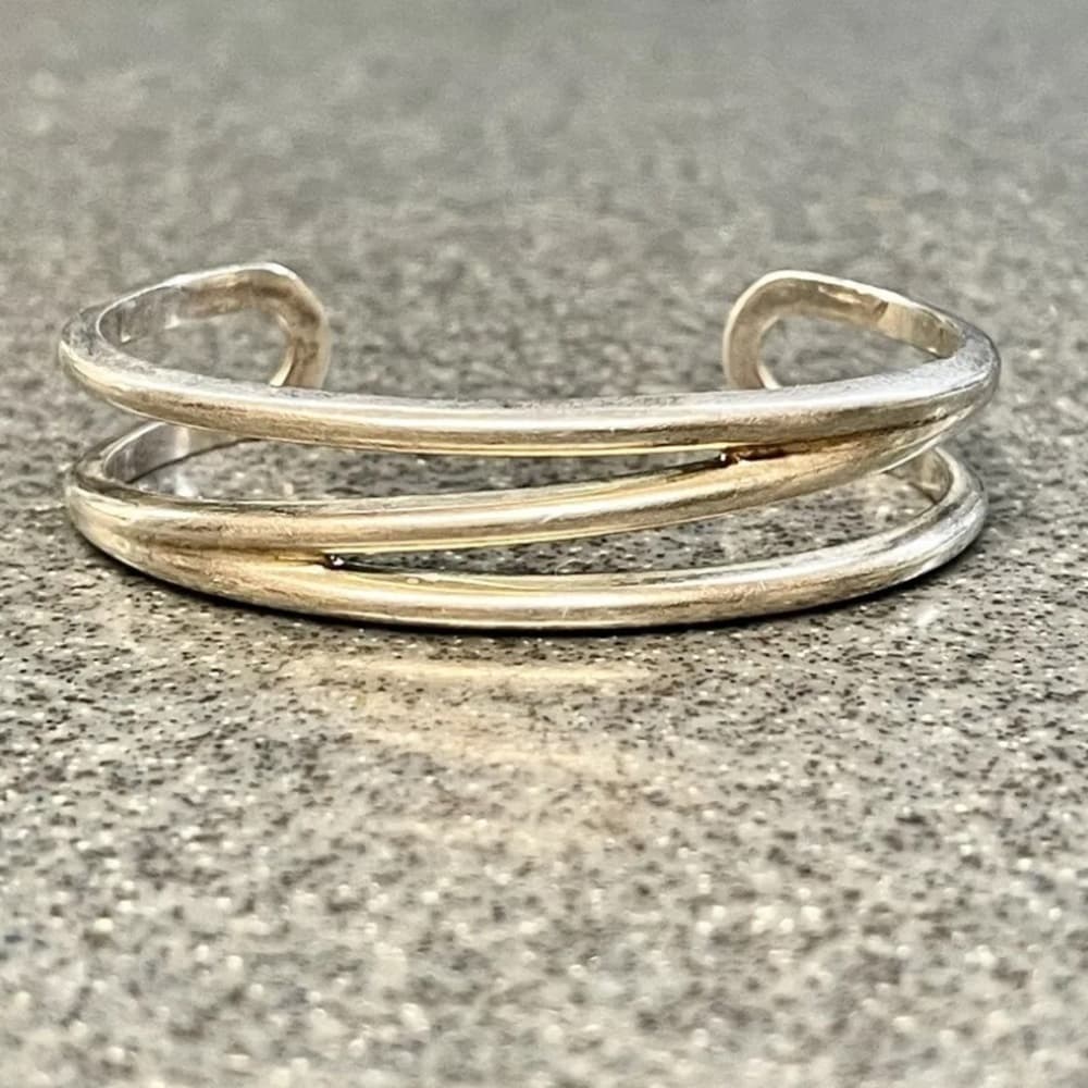 Tiffany & Co Crossover ZigZag Z Modernist Cuff Sterling Silver 925 Bracelet - Thumbnail 2