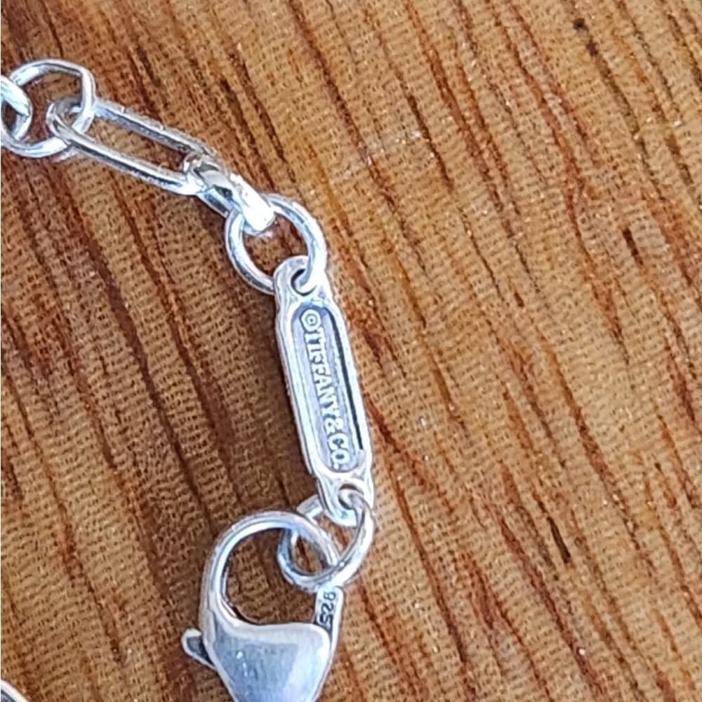Auth Tiffany & Co Silver 18K Gold Circle Keyhole Padlock Oval Link Bracelet 7" - Thumbnail 2