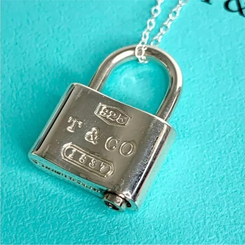 Authentic Retired Tiffany&Co. 1837 Lock Padlock Necklace Pendant 925 16” - Thumbnail 3