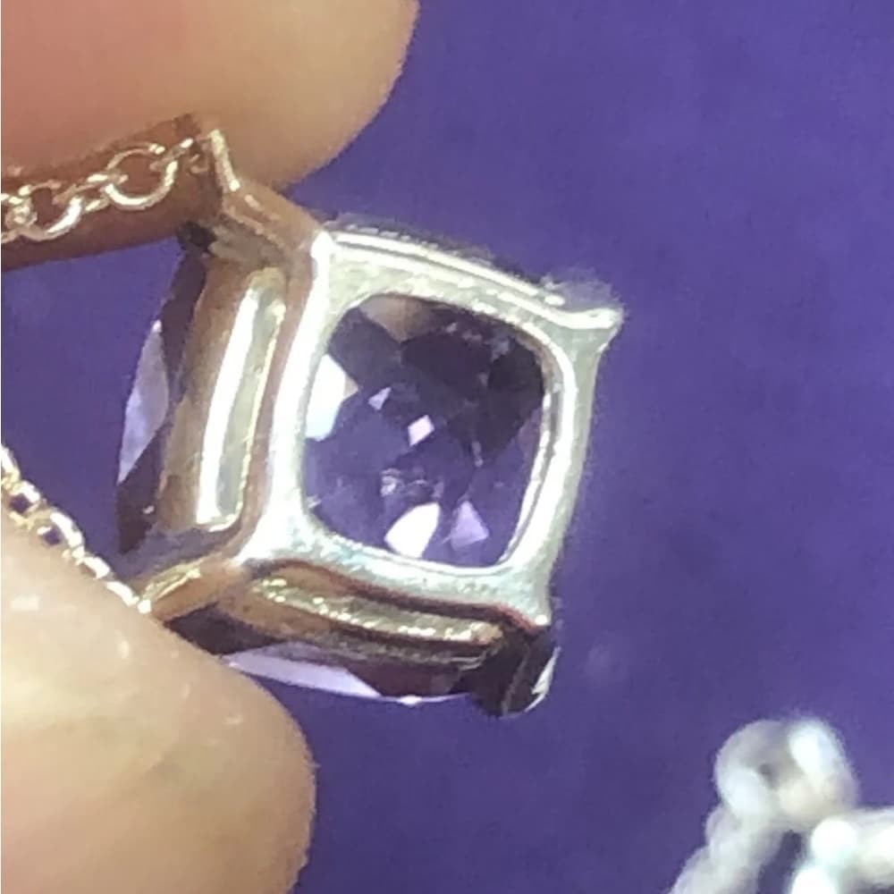 Retired Tiffany Co 925 Necklace Amethyst Sparkler Pendant Cushion/Princess 16” - Thumbnail 8