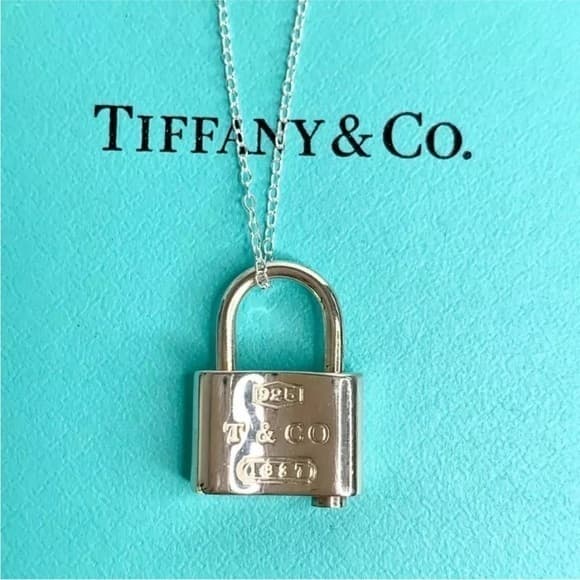 Authentic Retired Tiffany&Co. 1837 Lock Padlock Necklace Pendant 925 16” - Thumbnail 8