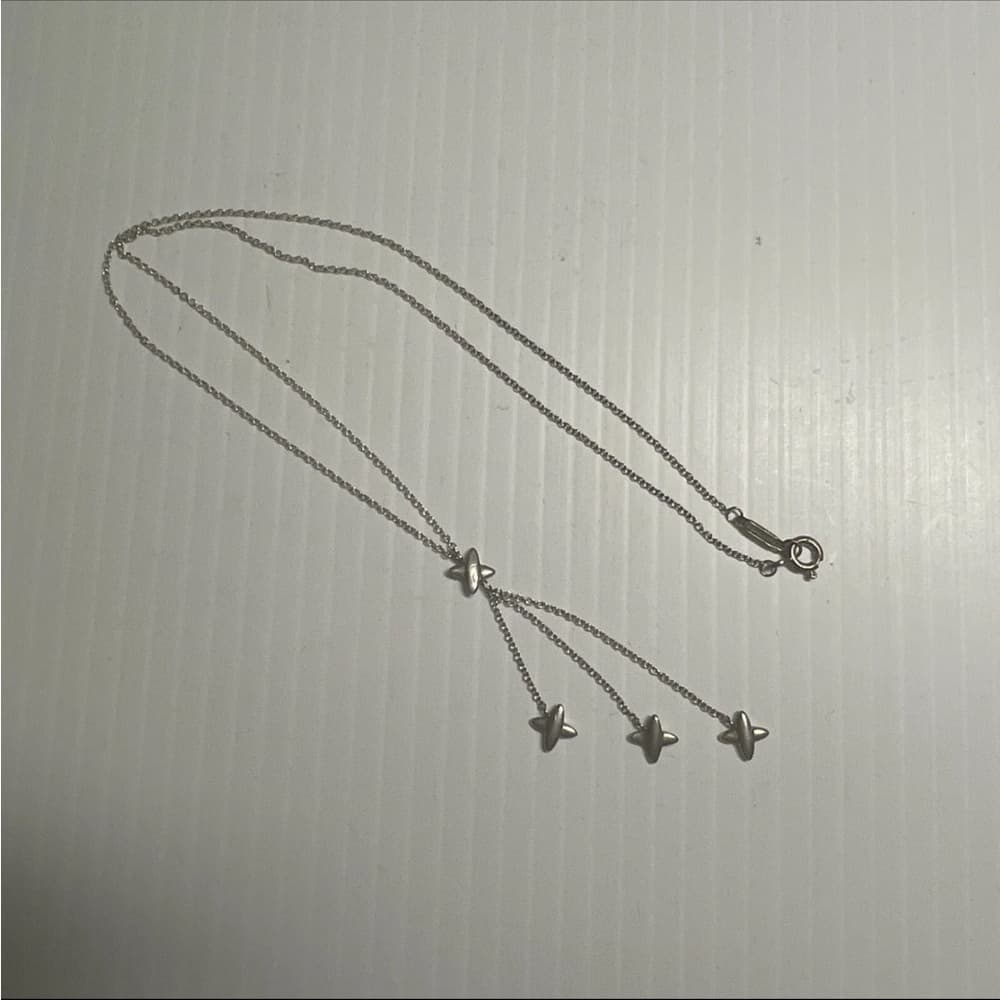 Rare Vintage Tiffany & Co. Sterling Silver X Star Necklace 16" - Thumbnail 5