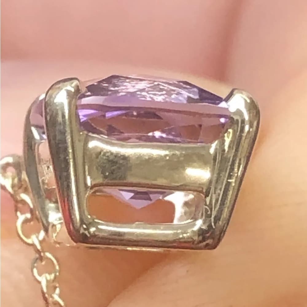 Retired Tiffany Co 925 Necklace Amethyst Sparkler Pendant Cushion/Princess 16” - Thumbnail 12
