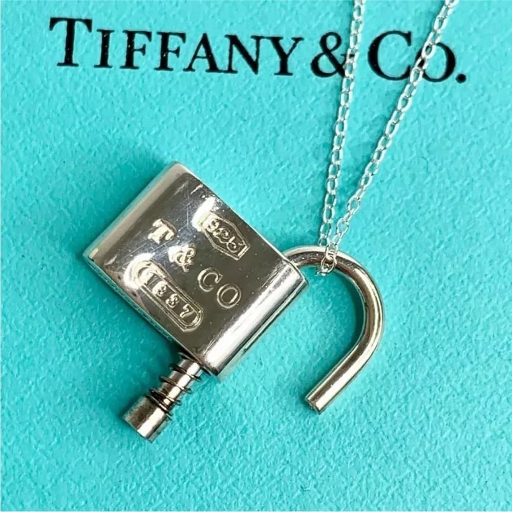 Authentic Retired Tiffany&Co. 1837 Lock Padlock Necklace Pendant 925 16” - Thumbnail 4