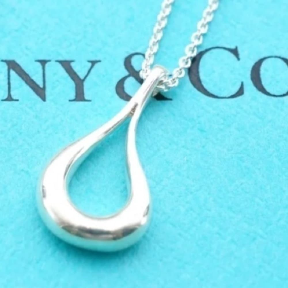Tiffany & Co. Open Teardrop PERETTI Necklace Sterling Silver925 3.2g Used 111286 - Thumbnail 9