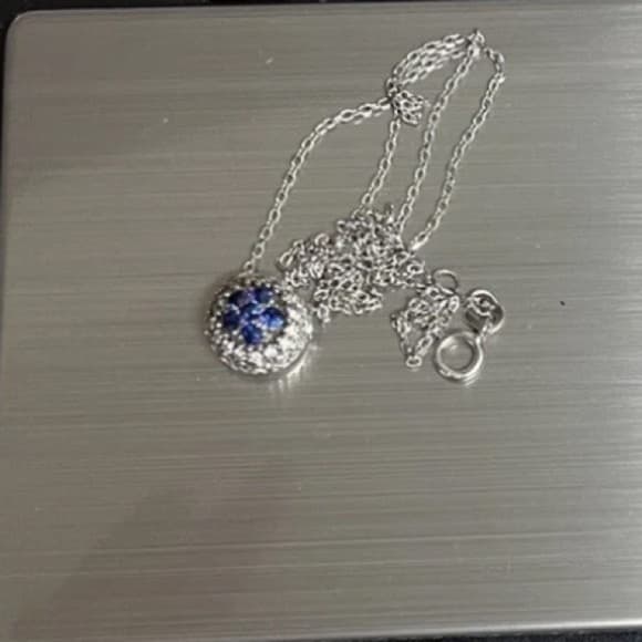 Mouawad 18k sapphire and diamond pendant necklace 3.4 grams - Thumbnail 12