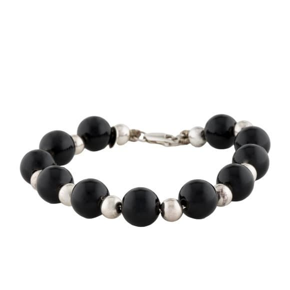 Tiffany & Co. 925 Sterling Silver & Black Onyx Beaded Ball 8" Inch Bracelet - Thumbnail 7