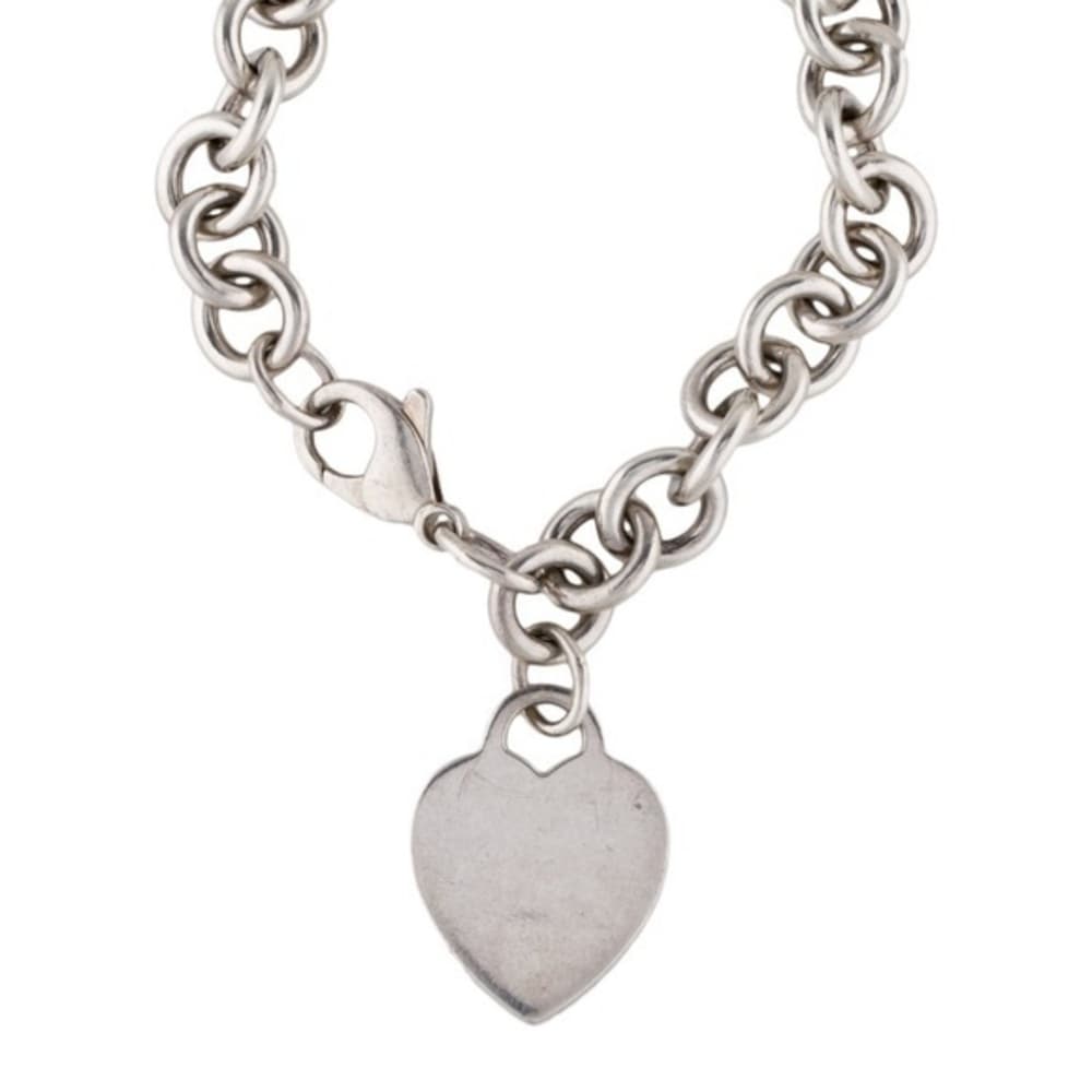 Vintage Tiffany & Co. 925 Sterling Silver Heart Tag Round Bracelet. - Thumbnail 10