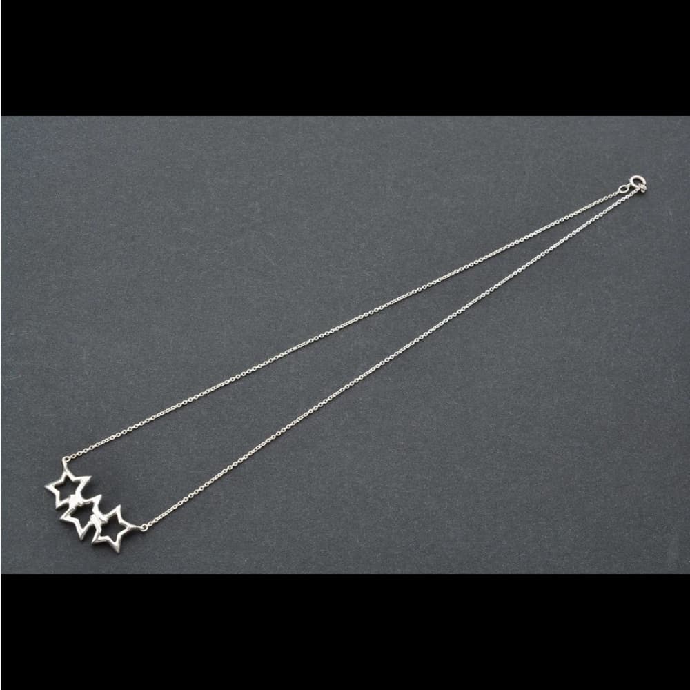 Tiffany & Co. Triple Open Star PERETTI Necklace Sterling Silver925 3.5g 12171 - Thumbnail 3