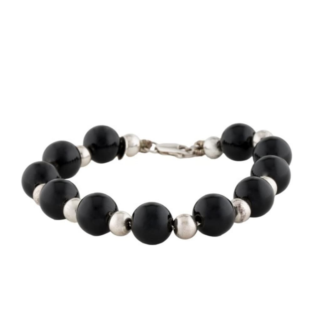 Tiffany & Co. 925 Sterling Silver & Black Onyx Beaded Ball 8" Inch Bracelet - Thumbnail 6