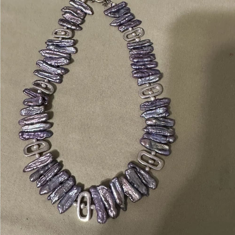 IRIDESSE PEARLS BY TIFFANY & CO STERLING PEACOCK BIWA PEARL NECKLACE 17.75” - Thumbnail 2