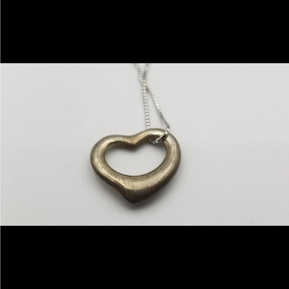 Tiffany & Co Elsa Peretti 18K Rose Gold Heart, 950 Platinum Heart 18" Necklace - Thumbnail 3