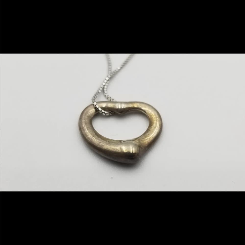 Tiffany & Co Elsa Peretti 18K Rose Gold Heart, 950 Platinum Heart 18" Necklace - Thumbnail 4