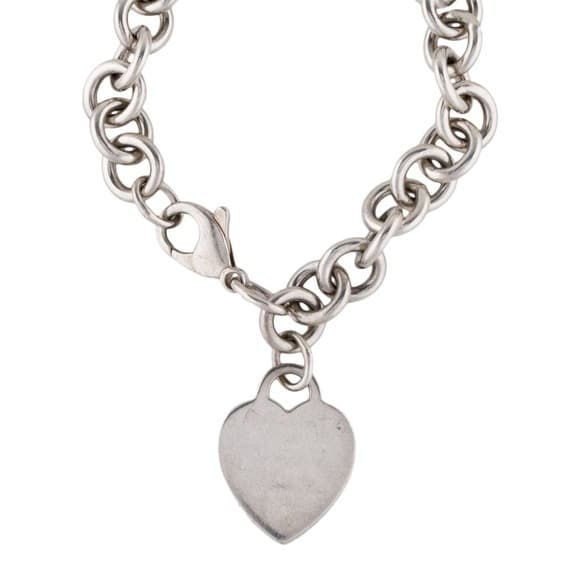 Vintage Tiffany & Co. 925 Sterling Silver Heart Tag Round Bracelet. - Thumbnail 11