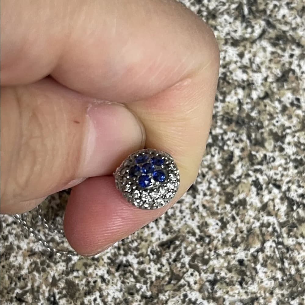 Mouawad 18k sapphire and diamond pendant necklace 3.4 grams - Thumbnail 6