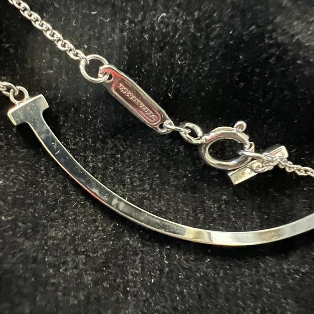 Tiffany & Co. T Smile 18k White Gold Necklace 16"-18" - Thumbnail 3