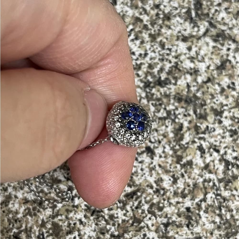 Mouawad 18k sapphire and diamond pendant necklace 3.4 grams - Thumbnail 8