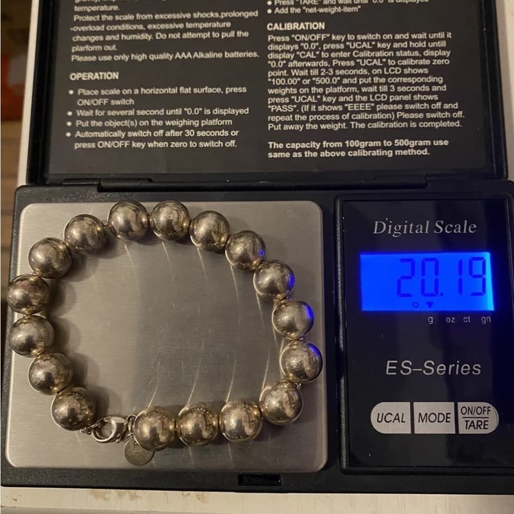 TIFFANY CO STERLING SILVER BALL BRACELET (20.19 GRAMS) 7.25 INCHES - Thumbnail 4