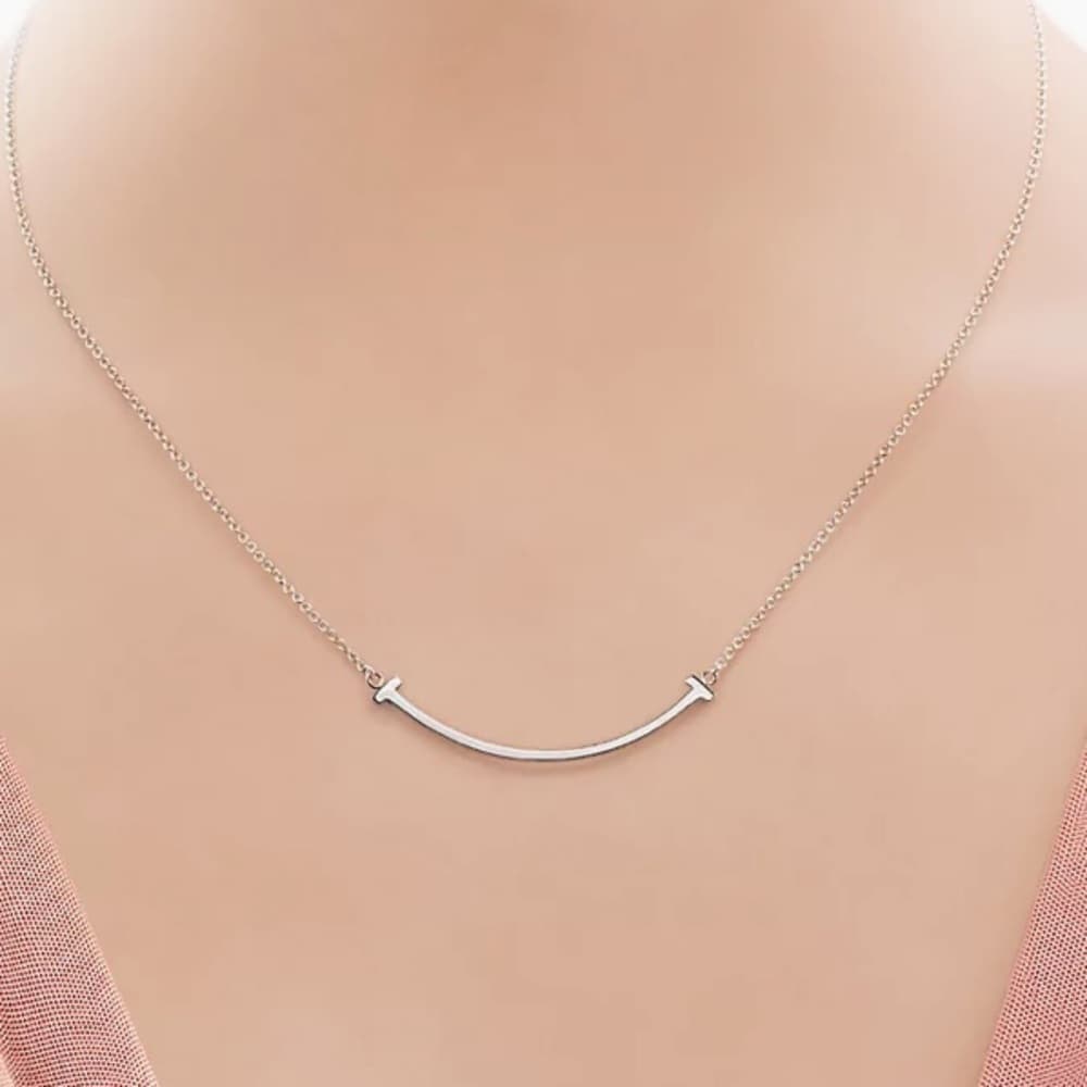 Tiffany & Co. T Smile 18k White Gold Necklace 16"-18" - Thumbnail 2