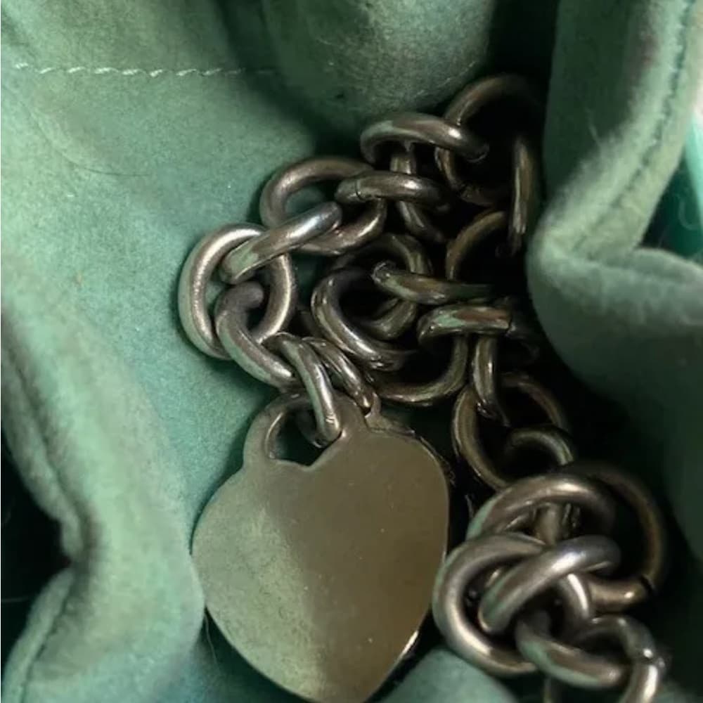 Vintage Tiffany & Co. 925 Sterling Silver Heart Tag Round Bracelet. - Thumbnail 8