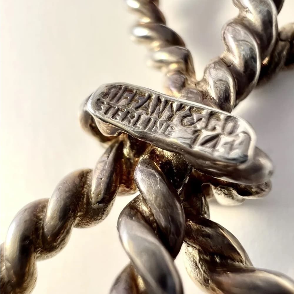TIFFANY & CO. Sterling Silver 925 & 18K Gold Rope Ribbon Bow Brooch Pin (1772G) - Thumbnail 6
