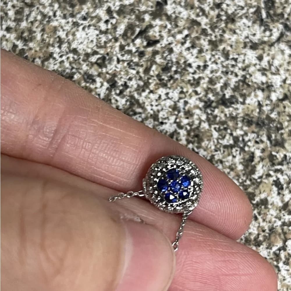 Mouawad 18k sapphire and diamond pendant necklace 3.4 grams - Thumbnail 3