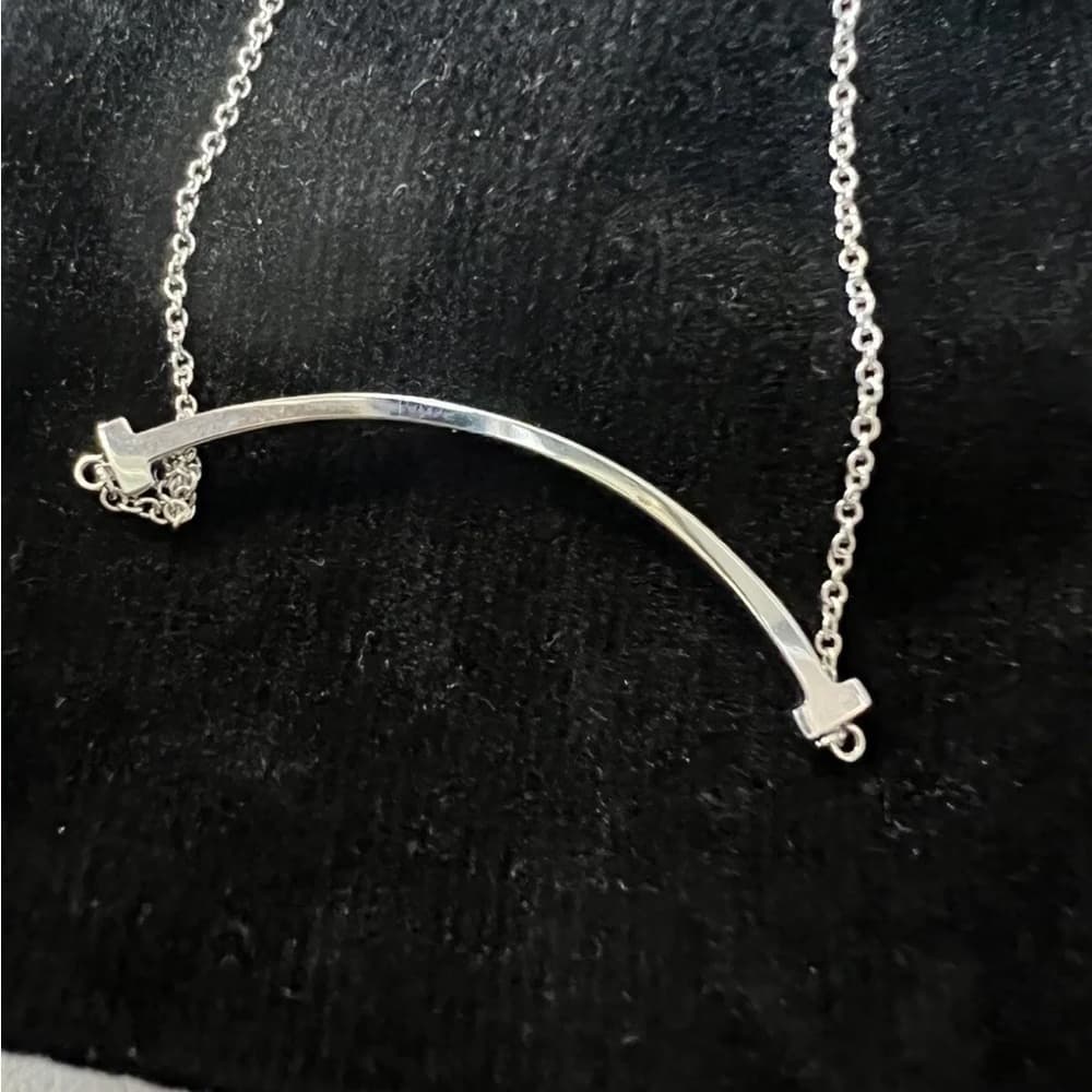 Tiffany & Co. T Smile 18k White Gold Necklace 16"-18" - Thumbnail 5