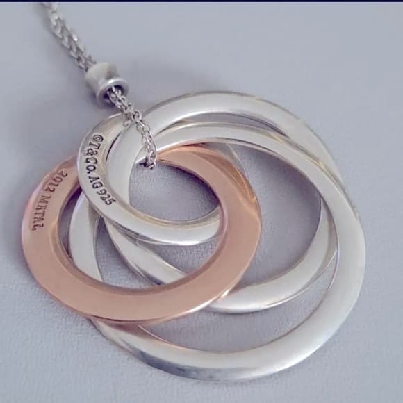 Rare Tiffany & Co. Sterling Silver Rubedo Interlocking Circles Pendant Necklace - Thumbnail 6