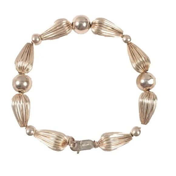 RARE Vintage Tiffany & Co Beaded Sterling Bracelet 7.5 Inches Vintage Excellent - Thumbnail 7