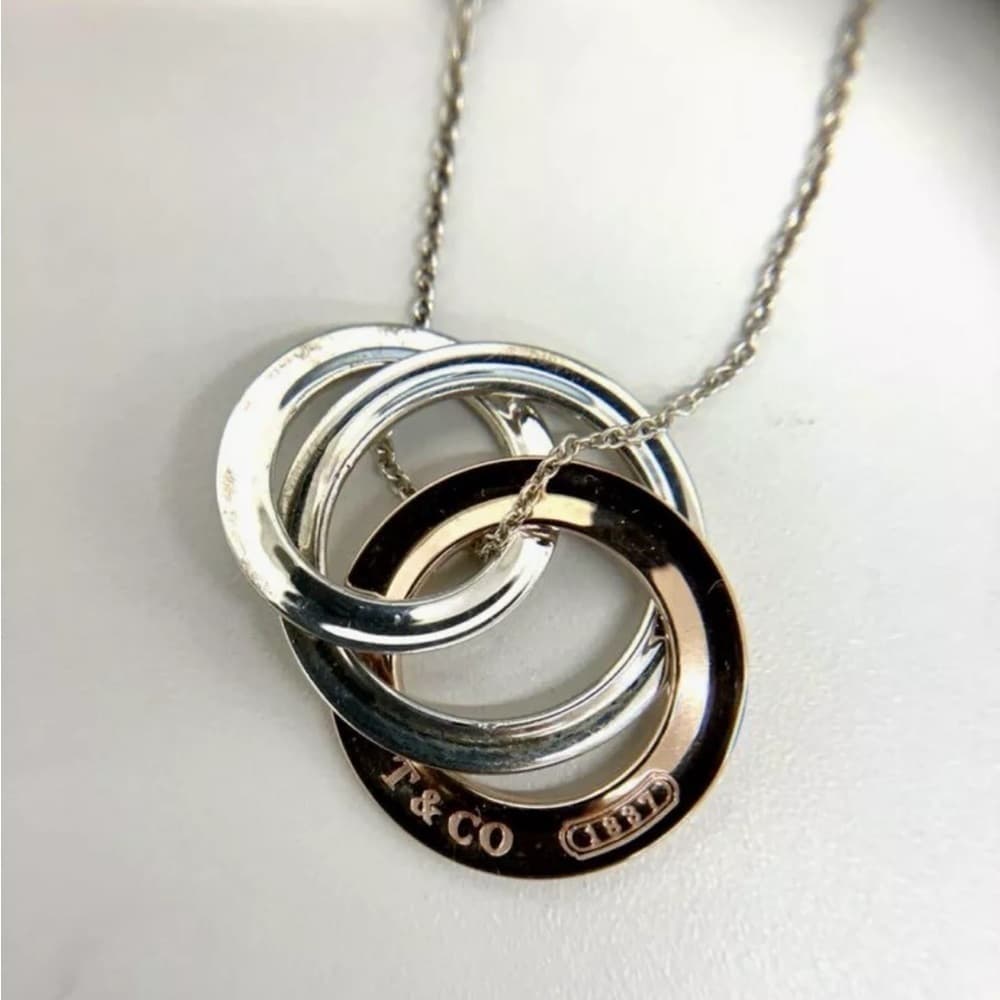 Tiffany 1837 Interlocking Circle Necklace,925 and Rubedo - Thumbnail 4