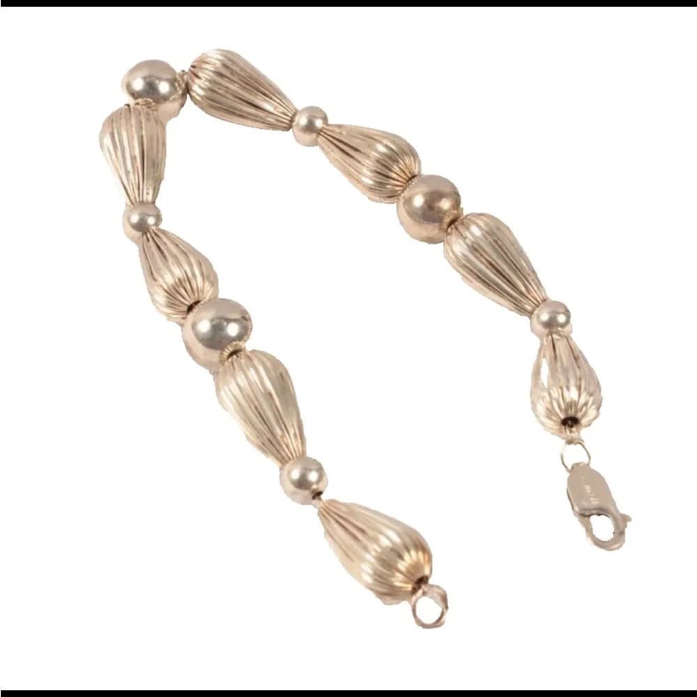 RARE Vintage Tiffany & Co Beaded Sterling Bracelet 7.5 Inches Vintage Excellent - Thumbnail 2