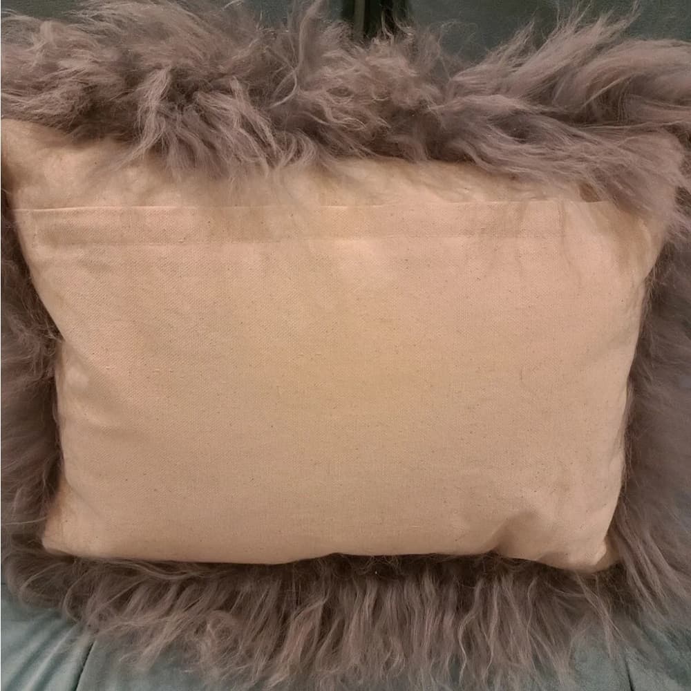 West Elm Mongolian Lamb Fur Throw Pillow Cover Pearl Gray 12 X 16 - Thumbnail 3