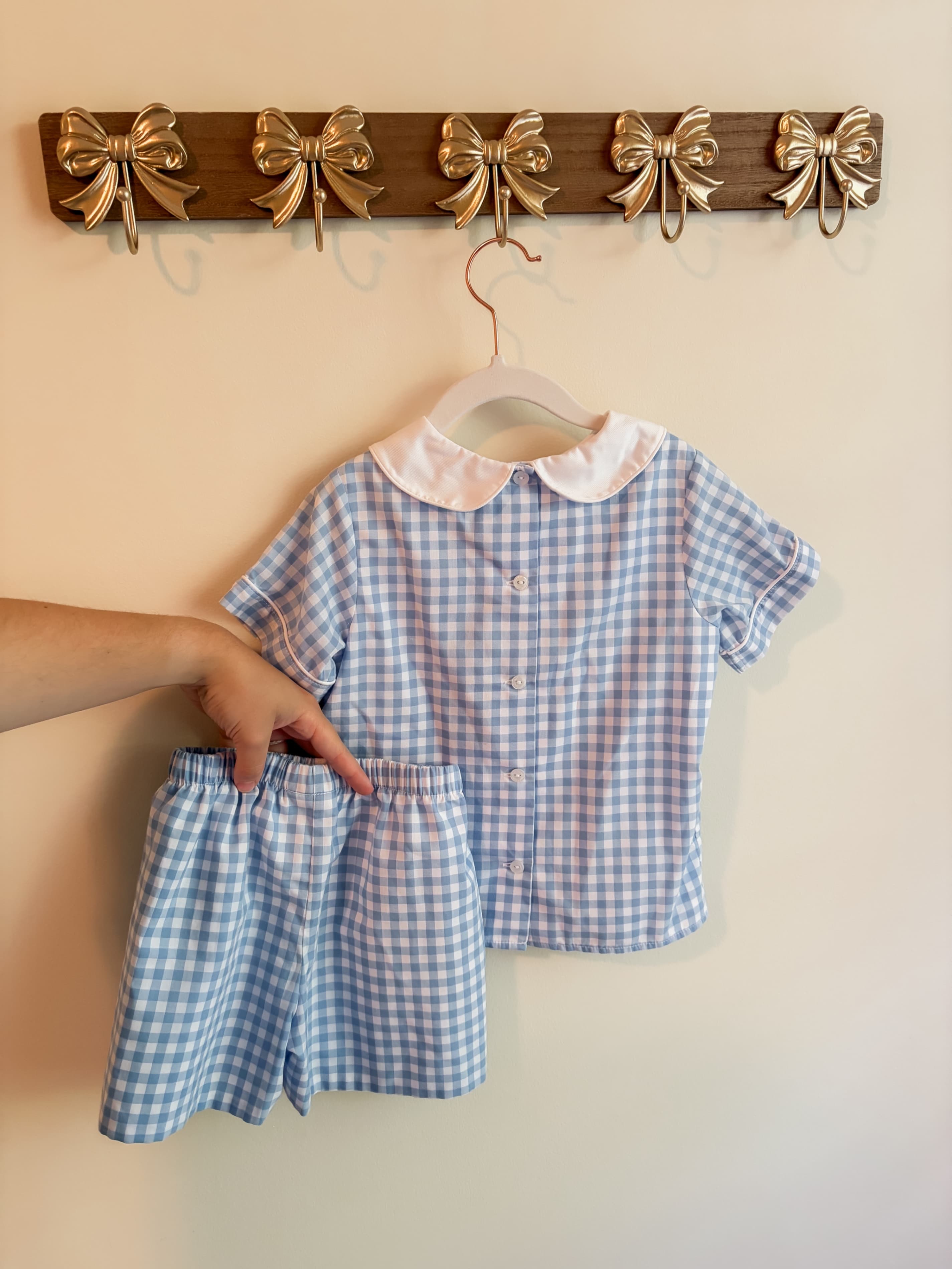Mini Magnolia boys size 4T blue gingham set - Thumbnail 2