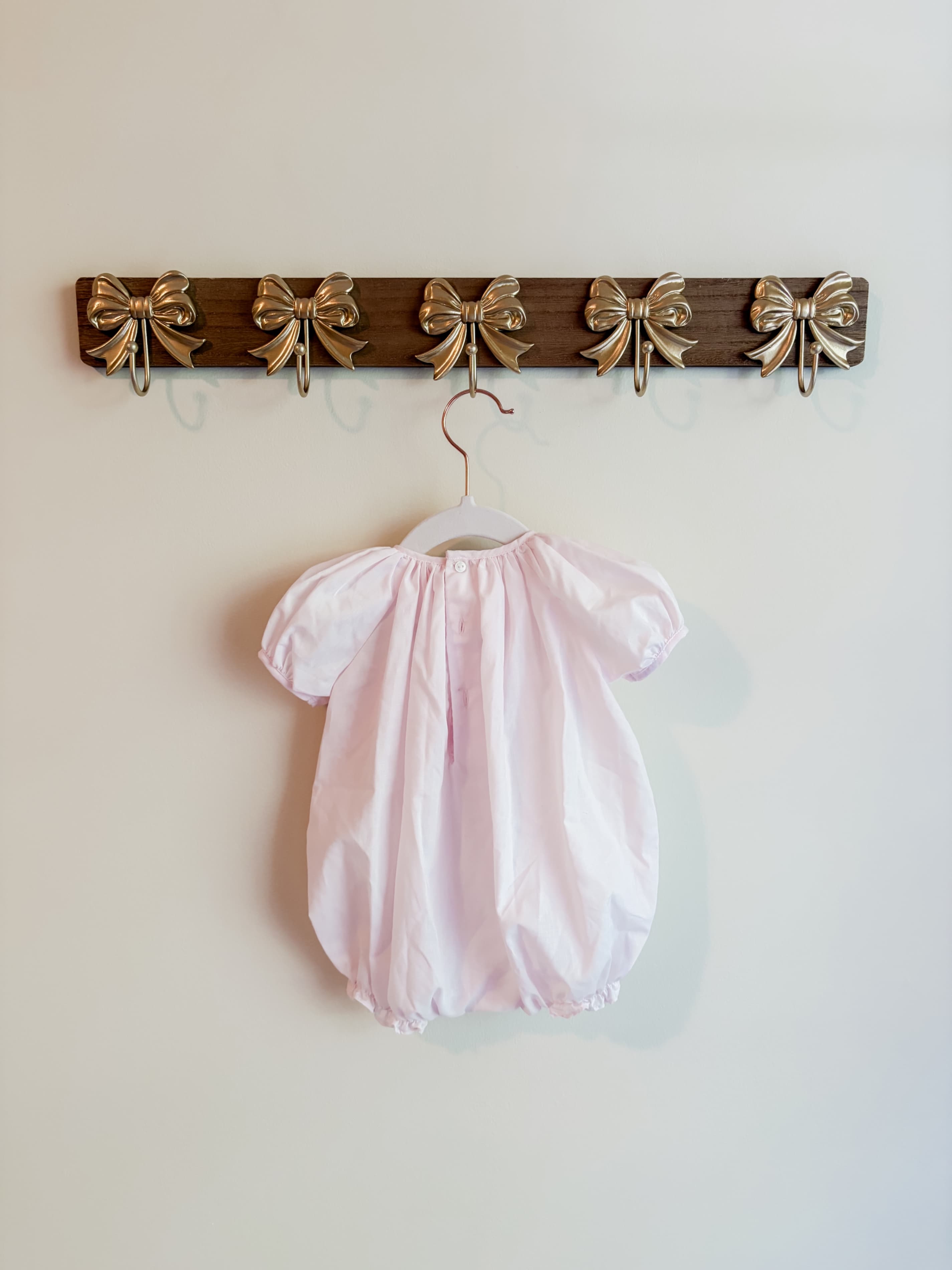 Petit Ami size newborn Pink Bubble Romper with Smocked Detail - Thumbnail 2