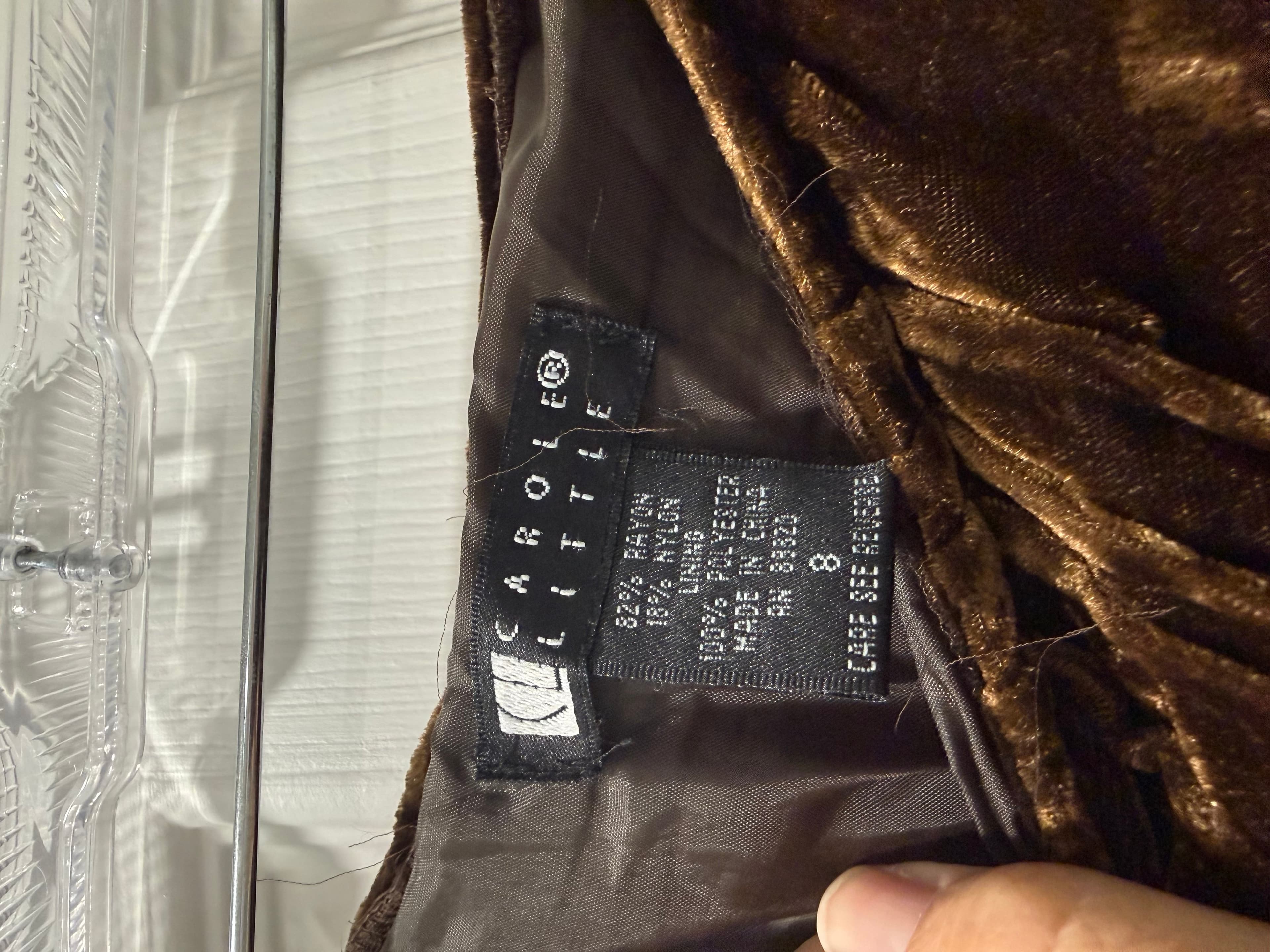 Carol Little Brown Velvet Skirt with Ruffled Hem - Thumbnail 3
