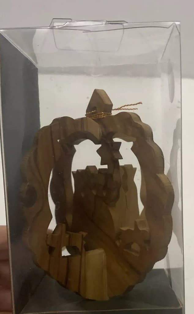 Olive Wood Christmas Ornament Made In Bethlehem/Nativity/ 3D - Thumbnail 3