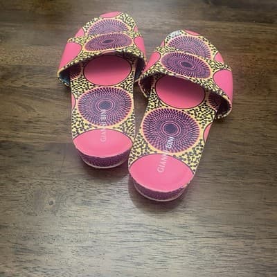 GIANNI BINI Pink & Yellow Slides Flip Flops 7M - Thumbnail 5