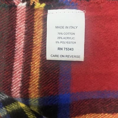 Nido Notte Italia Blanket Fringed Plaid Scottish Tartan 50 x 64” Made In Italy - Thumbnail 4
