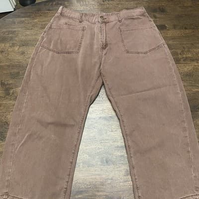 Wide Leg Brown Barrel Jeans 3 XL - Thumbnail 3