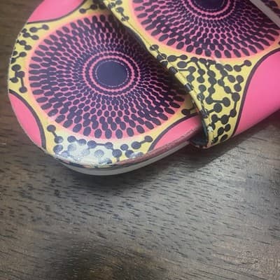 GIANNI BINI Pink & Yellow Slides Flip Flops 7M - Thumbnail 2